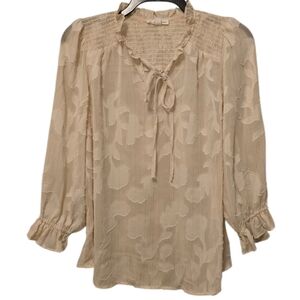 3/$15 By The River Floral Sheer Blouse Size Small
